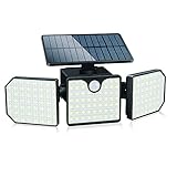 Bebrant Solarleuchten für den Außenbereich, 230 LED, Solar-Bewegungsmelder, Sicherheitslichter, IP65, wasserdicht, 360 ° verstellbar, Doppelkopf-Strahler für Haustür, Garten, Hof, Terrasse (1 Stück)