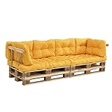 [en.casa] Euro Paletten-Sofa - DIY Möbel - Indoor Sofa mit Paletten-Kissen/Ideal für Wohnzimmer - Wintergarten (2 x Sitzauflage und 6 x Rückenkissen) Senffarb