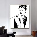 EUpMB Leinwanddrucke Panorama Leinwand Bild Wandbilder Wohnzimmer Wohnung Deko Kunstdrucke,  Audrey · Hepburn Pop-Art schwarz und weiß Modern 48x60cm BBBBK000395 Drucke auf Leinw