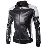 QWERD Herren Lederjacke Kunstlederjacke Kunstleder Jacke Bikerjacke Übergangsjacke Herrenjacke Wildleder Biker Bomberjacke Leichte Fliegerjacke Stehkragen Pilotenjacke Herbst Frühling B