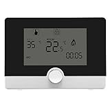 Programmierbarer Thermostat, Digitaler programmierbarer Thermostat Temperaturregler Thermostat-Temperaturregler für wandhängendes Kessel-Heizsystem(Schwarz)