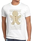 style3 Vitruvianischer Lebkuchenmann Herren T-Shirt Weihnachtsmarkt pfefferkuchen, Größe:XXL, Farbe:Weiß