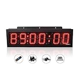 Huanyu LED Race Timing Clock 6 inch 6' Digits Racing Clock Timer Double-Side Race Countdown/up Stopwatch 12/24-Hour Real Time Clock Waterproof with Remote for Outdoor Running Events PRO-GO6T-6R