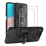 Hülle Kompatibel mit Honor 50 Lite/Huawei Nova 8i 2 Stücks Panzerglas Schutzfolie, PC Rückseite, 360°Grad Drehung Fingerring Ständer Weiche TPU Kante Halter Handy Hüllen Bumper Schutzhü