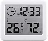 XYG Wecker mit Wetterstationen Wetteruhr Projektion Digital Uhr Thermometer Hygrometer Elektronische Temperatur und Luftfeuchtigkeit Monitor Uhr Weiß Gehäuse 3,2 * 2,8 * 0,4 Zoll große Anzeig