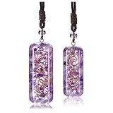 JSDDE 7 Chakra Pärchen Ketten Harz Edelstein Anhänger Halskette Reiki Heilstein Paar Kette Amulett Anhänger Halskette Glücksbringer Schmuck für Damen Herren (Amethyst)