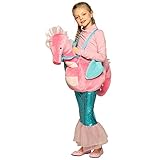 narrenkiste B88082 rosa-türkis Kinder Mädchen Seepferd Kostüm Plüsch-Reittier Reitseepferd S