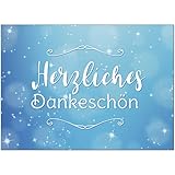 15 x Dankeskarten mit Umschlag - blau Glitzer - Danksagungskarten, Danke sagen, nach Hochzeit, Geburt, Baby, Taufe, Geburtstag, Kommunion, Konfirmation, Jugendw