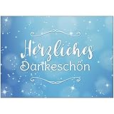 15 x Dankeskarten mit Umschlag - blau Glitzer - Danksagungskarten, Danke sagen, nach Hochzeit, Geburt, Baby, Taufe, Geburtstag, Kommunion, Konfirmation, Jugendw