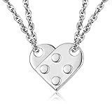 BFF Halskette für 2 Sterling Splitter Paare Halskette Lego Herz Halskette Freundschaft Halskette passende Anhänger Set Schmuck für Frauen Männer F