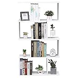 Etnicart Bücherregal Weiß Regal Modernes Büro Zeitgenössisch Zeitgenössisch Doppelseitige Trennwand Holzhaus Tag 70x23.5x127.5 Selbsttragende Regale Regale Kubische Wandgestaltung Eingang W