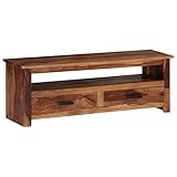 vidaXL Sheeshamholz Massivholz TV Schrank mit 2 Schubladen Fach Fernsehschrank Fernsehtisch Sideboard Lowboard TV-Board HiFi Möbel 118x30x40