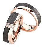 Trauringe, Titan Carbonringe, Diamant (0,045 ct w/si), Partnerringe, Eheringe , Hochzeitsring (Gravur/Etui/Garantie)