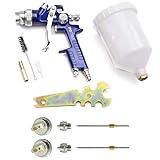 IPOTOOLS HVLP Lackierpistole Spritzpistole 1,4mm + 1,7mm & 2,0mm Düse - H-827P Profi Farbsprühsystem Spraypistole mit 600 ml Plastikbecher und Edelstahldüse 1,4mm + 2x Düsensatz 1,7mm & 2,0