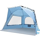 Glymnis Strandmuschel Quick Up Strandzelt Automatisches Strand Zelt UV-Schutz 50+ Windschutz Sonnenschutz mit Quick-Up System kleines Packmaß für 2-4