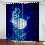 HOMEIEU Sternenhimmel Vorhänge, Kosmische Galaxie Gedruckte Rauschunterdrückungs-Ösenvorhänge, Geeignet Für Wohnzimmer, Schlafzimmer, Kinderzimmer (W132xH183cm-2PCS)
