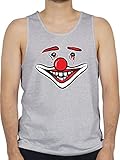 Shirtracer Halloween Kostüm Outfit - Clown Gesicht weiß - L - Grau meliert - Gesicht - BCTM072 - Tanktop Herren und Tank-Top M