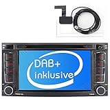 Junhua 2Din Eingebautes DAB+ Autolink Autoradio für VW Touareg T5 Multivan DVD Player GPS Navigation Unterstützt Lenkrad Bluetooth 5.0 USB SD RDS MP3
