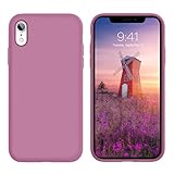 DOMAVER iPhone XR Hülle Liquid Silikon, iPhone XR Handyhülle Case iPhone XR Schutzhülle, Slim Cover Weiche Ultra Dünne Flüssig Silikon Hülle für iPhone XR 6.1 Zoll, Schwarze Johannisb