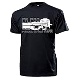 Fn P90 Personal Defence Weapon Fabrique Nationale Herstal Waffe T Shirt #16033, Größe:XL, Farbe:Schw