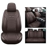 Autositzbezüge Set Leder Universal für Mitsubishi Pajero Outlander Ex ASX Grandis Eclipse Cross Galant Lancer Zinger AutoZubehör(Size:Ohne Kopfstütze und Lendenwirbelstütze,Color:Braun)