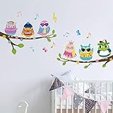 onetoze Wandtattoo Eule Wandtattoo Baum Äste auf Music Vögel Wandaufkleber DIY Wandsticker Kinderzimmer Babyzimmer Jungen Mädchen Kinder Deko 105x130