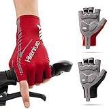 HIKENTURE Fahrradhandschuhe Herren Damen Halbfinger, Rennrad MTB Radsporthandschuhe Männer Reflektierend, Fahrrad Handschuhe Fingerlos Sommer, Ideales Fahrrad Fitness Zubehör-R-L
