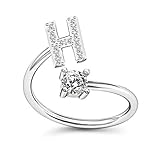 Bungsa® H Ring Buchstabe - BUCHSTABEN RING silber mit Kristallen - biegbarer Fingerring / Zehenring Toering für Damen, Kinder & H