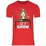 wowshirt Herren T-Shirt Let It Snow Kokain Basset Hound Weihnachtsmotiv Weihnachten Nikolaus Ugly Christmas, Größe:5XL, Farbe:R