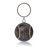 Damen Basketball geformte Crossbody Geldbörse Strass Rund Ball Kristall Abendtasche Clutch Handtasche für Hochzeit Party, Beige (schwarz), 15.0 cm * 15.0 cm * 15.0