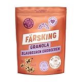 Färsking Granola Müsli Blaubeeren und Erdbeeren - Ohne Zuckerzusatz, High Fibre, Vegan, 100% natürliche Zutaten, Protein Müsli mit ungesättigten Fetten, Mineralstoffen und Vitaminen - 375g