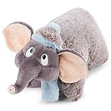 NICI 47295 Kuscheltierkissen Elefant 40x30cm – 2 in 1: Kuscheltier & Kuschelkissen für Mädchen, Jungen & Babys – Plüschtier & Plüschtier-Kissen in einem, grau/blau, 40 x 30 cm, 40x30 cm (1er Pack)