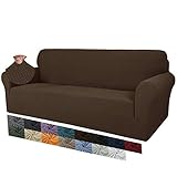 MAXIJIN Creative Jacquard Couchbezüge für 3-Sitzer, Super Stretch rutschfeste Sofabezug für Hunde Haustierfreundliche 1-teilige elastische Möbelschutz-Sofabezüge (3 Sitzer, Dunkler Kaffee)