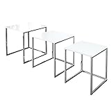 Design Beistelltisch 3er Set ELEMENTS 40cm Hochglanz weiß chrom Satztische Wohnzimmertische Tischset T