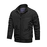 WanWorlder Jacke für Herren Winterjacke Übergangsjacke mit Kapuze Gesteppt Biker-Jacke (Schwarz , XXL)