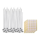XIAOFANG 100 stücke Natürliche Kerze Wicks & 100 stücke Kerze Dökchen Aufkleber & 1 stücke Kerze Docht Centering Gerät, Niedrige Rauch Natürliche Baumwolle E56C
