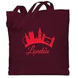 Shirtracer Skyline - Skyline London UK England - Unisize - Bordeauxrot - stofftasche london - WM101 - Stoffbeutel aus Baumwolle Jutebeutel lange Henk