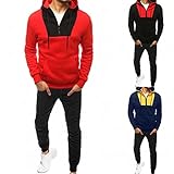 Jogginganzug Herren Set Trainingsanzug Herren Set Sportanzug Herren Langarm Jogginghose Herren Lang Warm 2 Pack mit Sweatjacke und Sporthose , Frühling Casual Zip Freizeitanzug Sportswear Anzug M