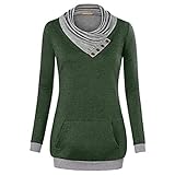 BAOBU Damen Plus Size Jumpers Tops T-Shirt Mode Langarm O-Ausschnitt Bluse Pullover Shirt Langarm Plaid Stitching Sweatshirt Pullover Tops Black Ladies Stitching Langarm T-S