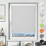 BondFree Plissee ohne Bohren Grau 105x150cm(BXH) lichtdurchlässig & Blickdicht Faltrollos EasyFix Klemmrollo für Fenster & Tü