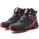 WYUKN Herren-Radschuhe-Indoor-Radschuhe ohne Schloss, wasserdichte Mountainbike-Radschuhe, rutschfeste Outdoor-Sportschuhe,Red-40EU