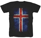 Island Fahne Schweden Norwegen Wikinger Ragnar Schottland Viking sw T-Shirt Shirt 4XL XXXXL