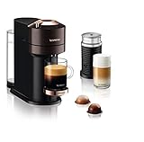 De'Longhi Nespresso Vertuo Next Premium ENV 120.BWAE Kaffeekapselmaschine mit Aeroccino Milchaufschäumer, braun mit roségoldfarbenen D