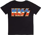 Kiss Damen T-Shirt mit Band-Logo, kurzärmelig, Rot/WeiÃŸ/Blau, Damen, Kie001ajjz-l-blk, schwarz, Larg