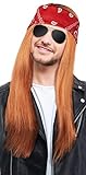 Balinco Herren 90er Jahre Rocker Kit mit Perücke Rot/Blond + Stirnband + Sonnenb