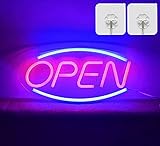 SOVIYAS LED Neon Wandschilder Licht Wanddekor mit Ein/Aus-Schalter Art Neon Sign Festival Licht für Weihnachten Dekoration Schlafzimmer Party USB Powered mit 2PCS Haken (Blau Rot offen)