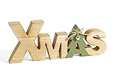 HEITMANN DECO Schriftzug Xmas aus Holz - braun/grün - Aufsteller - mit Glöckchen - Weihnachtsdekoration - Tischdek