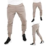 KIMODO Jogginghose Sporthose Herren Jogger Männer Baumwolle Slim Fit Lang Casual Brief Kordelzug Tether Hosen Mode Trainingshose Freizeithose (I-Khaki, L)