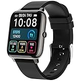 Smartwatch, Fitness Armbanduhr, IP68 Wasserdicht Fitness Tracker mit Pulsuhr Schlafmonitor, Sportuhr mit Stoppuhr, 1.4' Fitnessuhr Schrittzähler, Herren Damen Smart Watch für Android iOS, Schw