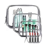 Tragbare transparente Kosmetiktasche, 4 Stück, wasserdicht, PVC, mit Reißverschluss, Kulturbeutel, tragbare Make-up-Tasche, Organizer-Tasche, Set für Reisen, Badezimmer und Org